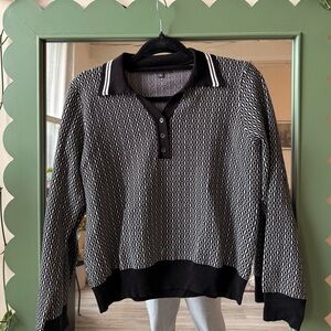 Adrianna Papell Black and White Textured Knit Top